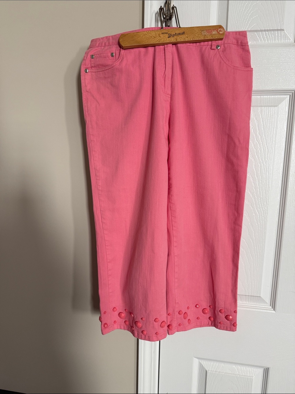 Ruby Rd. Pink Denim Jacket & Cropped Pants Set - Picture 5 of 11